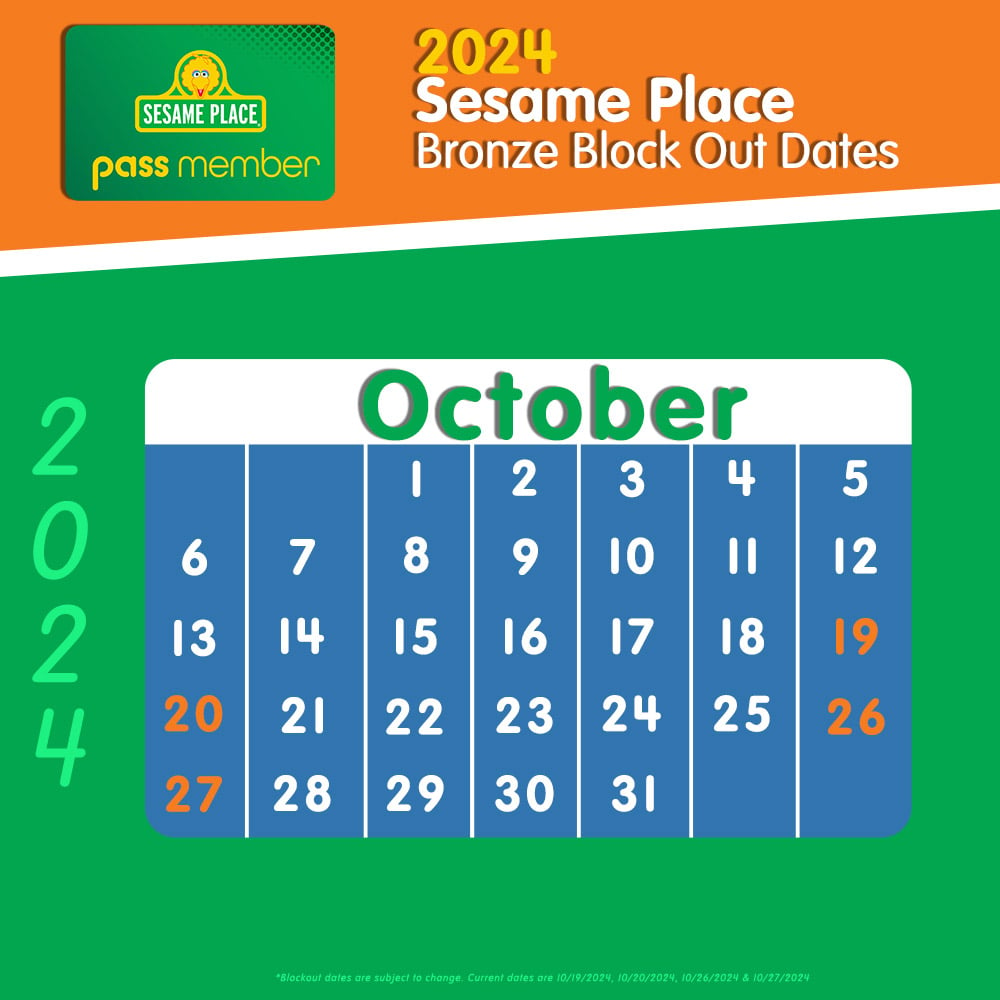 Sesame Place Bronze Blockout Chart