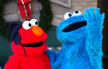 Elmo and Cookie broadcasting at SPL.