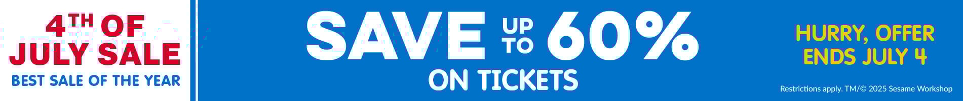 Save up to 60% on Tickets