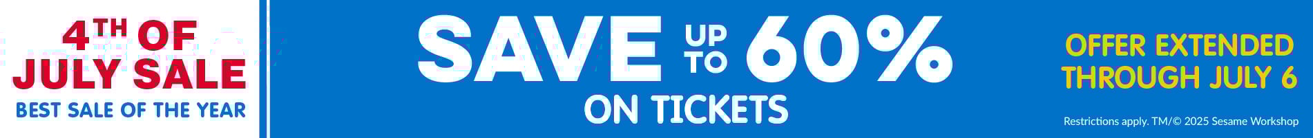 Save up to 60% on Tickets