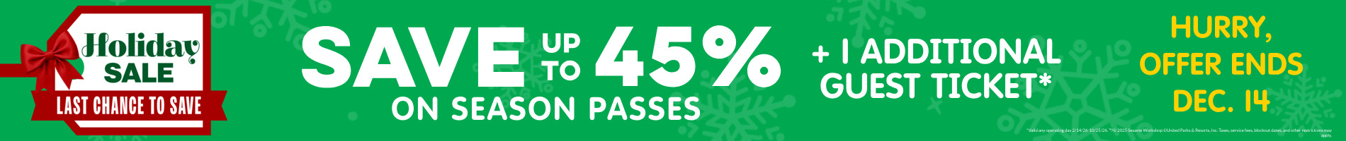 Save up to 45% on Season Passes
