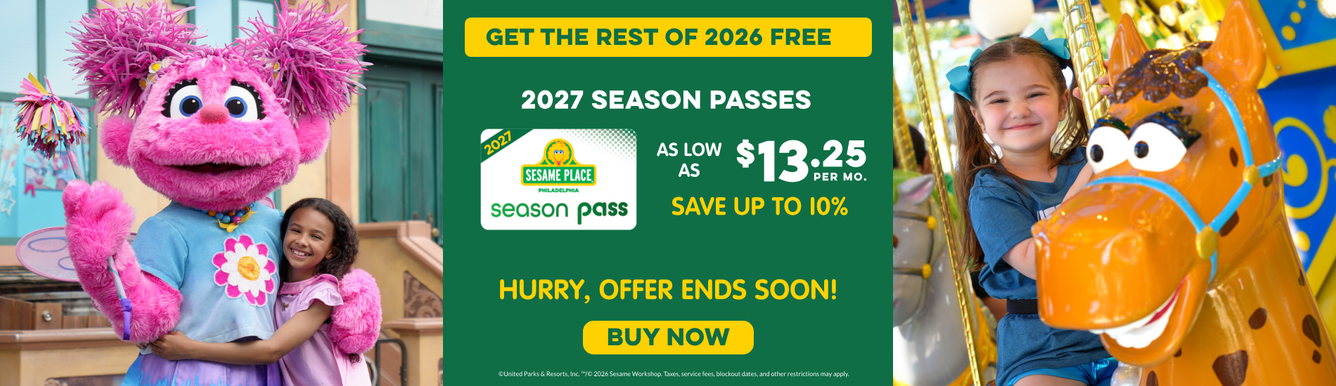 Get the Rest of 2026 Free, 2027 Season Passes as low as $13.25