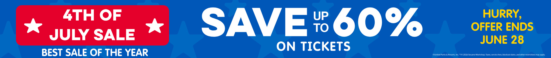 Save up to 60% on Tickets