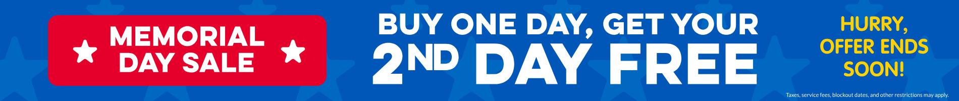 Buy One Day, Get Your 2nd Day Free