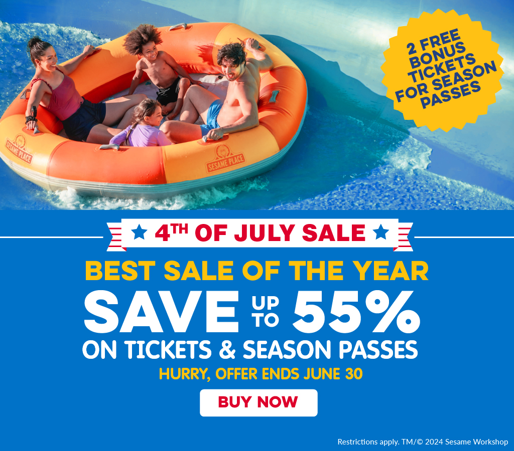 4th of July Sale: Save up to 55% on Tickets and Season Passes + 2 free bonus tickets for season passes