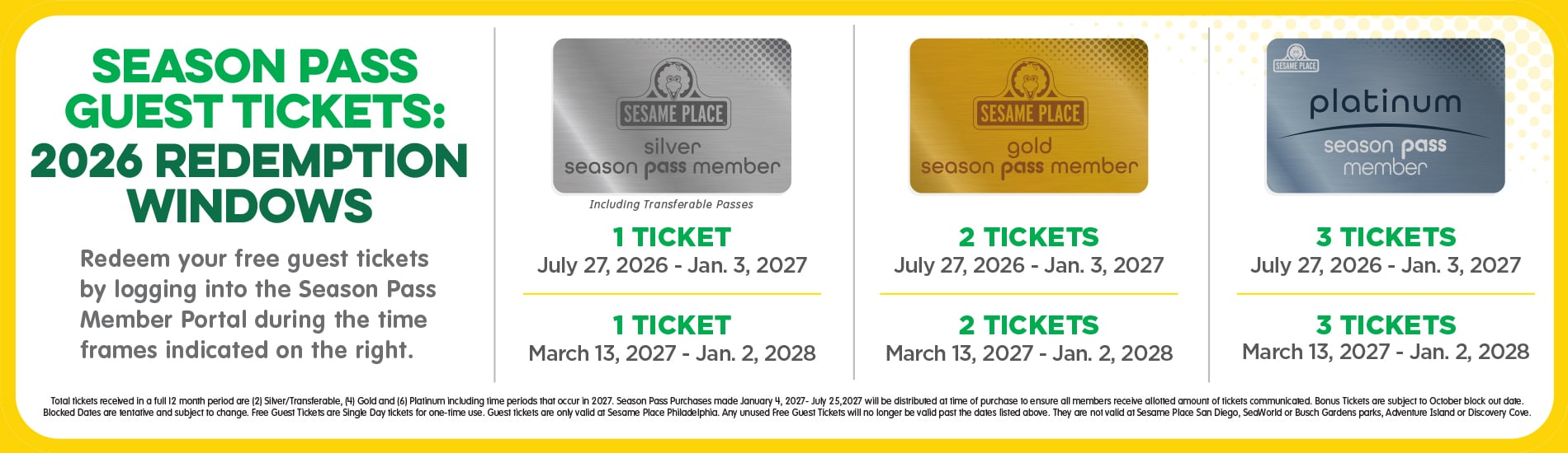 2027 Guest Ticket Redemption Windows