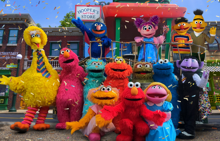 Sesame characters gathered at parade.