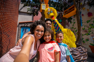 Mom and family with big bird.