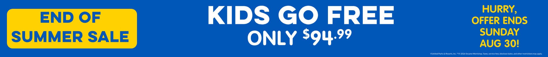 Sesame Place San Diego - End of Summer Sale: Kids Go FREE with Adult Paid Ticket