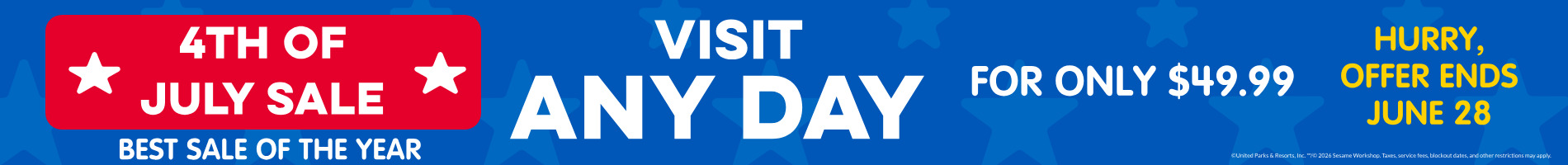 Sesame Place San Diego 4th of July Sale