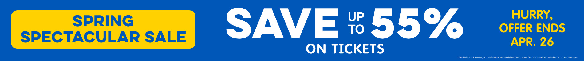 Save up to 55% on Tickets