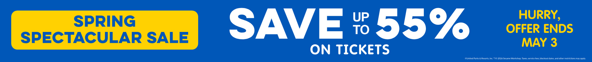 Save up to 55% on Tickets