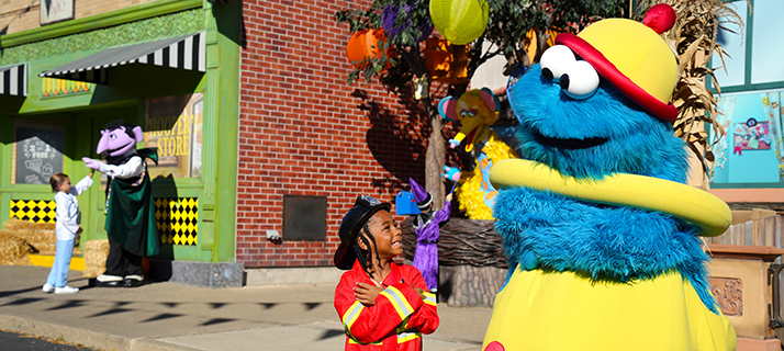 Cookie Monster during Sesame Place Halloween Spooktacular