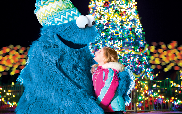 Cookie Monster during Christmas event