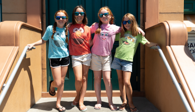 Four little girls at sesame place.