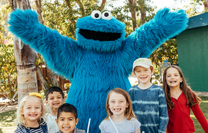 Cookie Monster with kids.